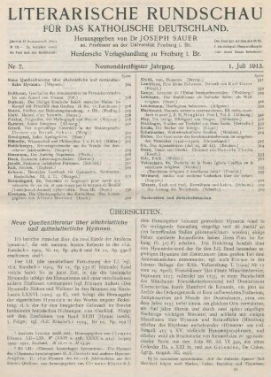 305-312 Neue Quellenliteratur über altchristliche und mittelalterliche Hymnen