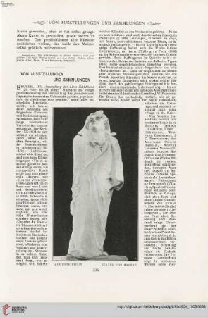Von Ausstellungen und Sammlungen - Denkmäler - Personal- und Atelier-Nachrichten