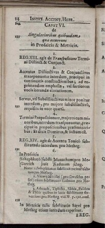 Caput VI. de Singularioribus quibusdam quae occurrunt in Prosaicis & Metricis