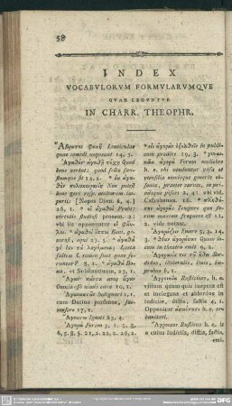 Index Vocabulorum Formularumque Quae Leguntur In Charr. Theophr.