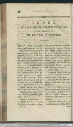 Index Vocabulorum Formularumque Quae Leguntur In Charr. Theophr.