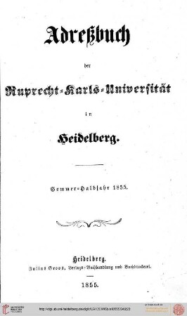 Sommersemester 1855