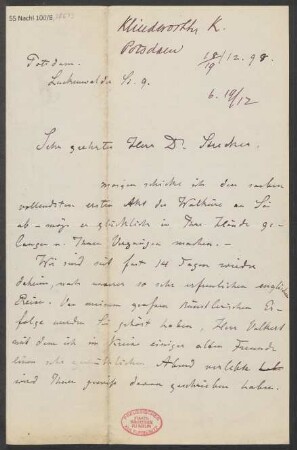 Brief an B. Schott's Söhne : 18.12.1898