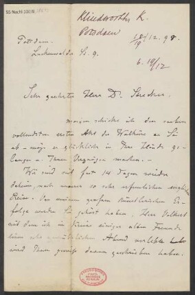 Brief an B. Schott's Söhne : 18.12.1898