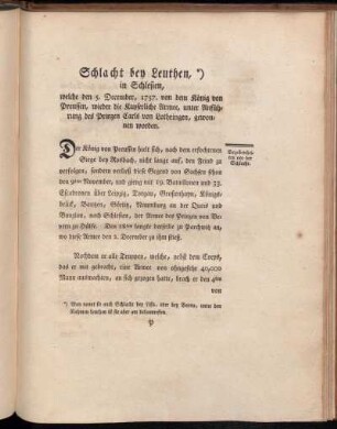 Schlacht bey Leuthen, in Schlesien, [...].