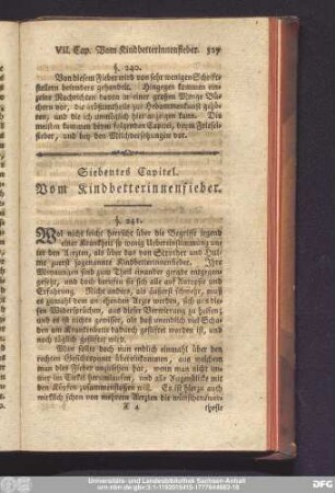 Siebentes Capitel. Vom Kindbetterinnenfieber.