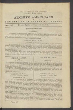 Número 16. - Buenos Aires, Octubre 22 de 1849.