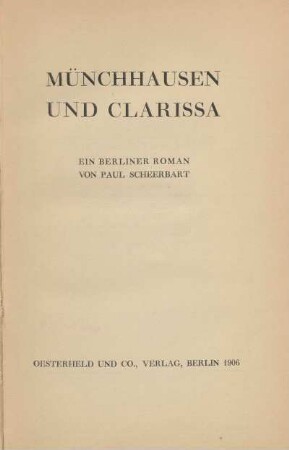 Münchhausen und Clarissa : ein Berliner Roman