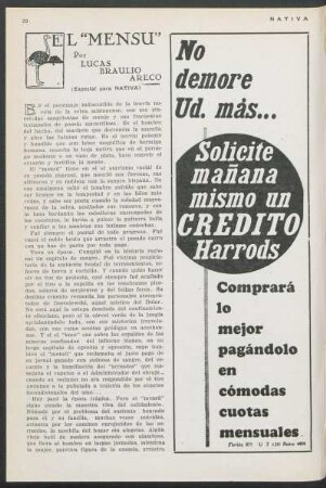 El "Mensu" : (Especial para "Nativa")