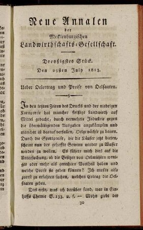 Dreyßigstes Stück. Den 29sten July 1813.
