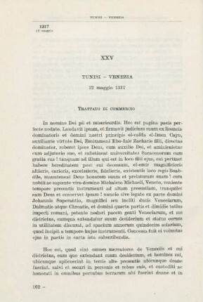 XXV Tunisi - Venezia 12 maggio 1317