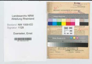 Entnazifizierung Ernst Duerselen, geb. 23.10.1887 (Beamter)