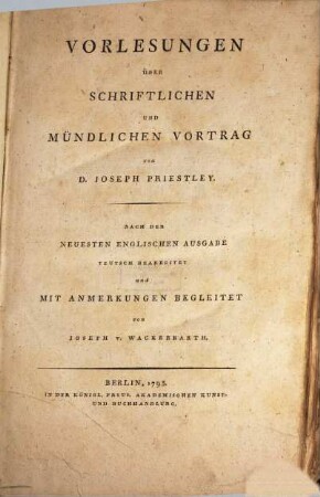 Vorlesungen über schriftlichen und mündlichen Vortrag