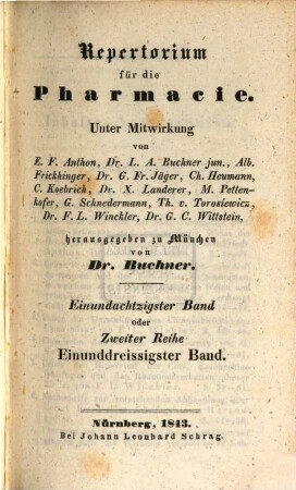 Repertorium für die Pharmacie. 81. 1843