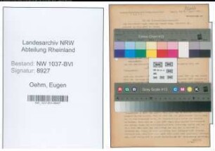 Entnazifizierung Eugen Oehm , geb. 22.04.1897 (Vertreter)
