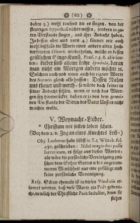 V. Weynacht-Lieder. - IX. Lieder aufs Fest Trinitatis.