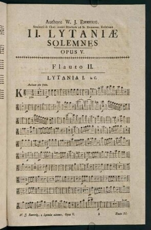 1-11, II. Lytaniae Solemnes. Opus V. Flauto II.