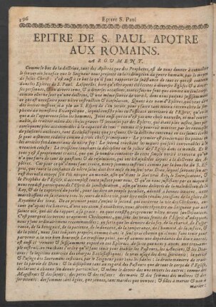 Epitre De S. Paul Apotre Aux Romains