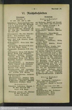 VI. Behördenverzeichnis : VI. Reichsbehörden