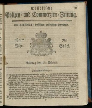 7tes Stueck, Montag den 9ten Februar 1801