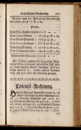 Concurs-Rechnung. - Bestimmung der sogenannten Quartæ Falcidiæ und Trebellianicæ.