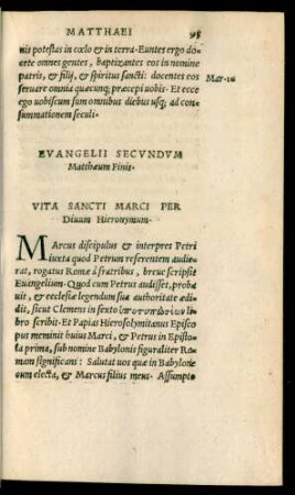 Vita Sancti Marci Per Divum Hieronymum.