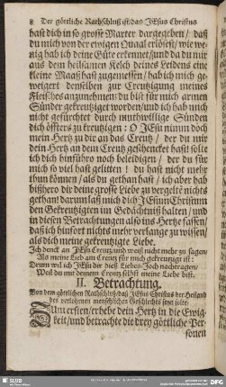 II. Betrachtung. Von dem göttlichen Rathschluß, daß Jesus Christus der Heiland des verlohrnen menschlichen Geschlechts seyn solte