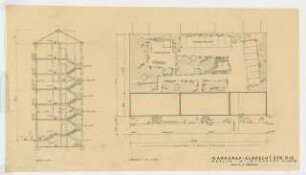Wohnhäuser Markgraf-Albrecht-Straße 11/12, Berlin-Halensee: Lageplan 1:200 und Schnitt 1:100