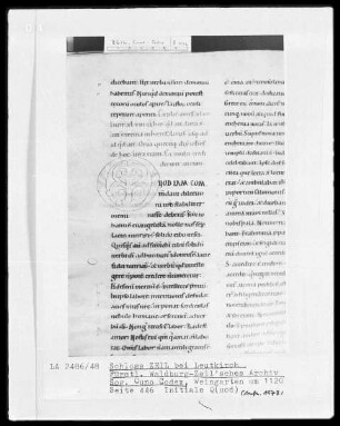 Sogenannter Cuno-Codex — Initiale Q(uod), Folio 446