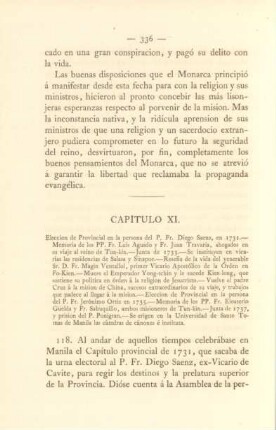 Capítulo XI. Eleccion de provincial en la persona del P. Fr. Diego Saenz, en 1731 ...