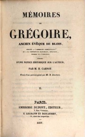 Mémoires de Grégoire, ancien évêque de Blois. 2