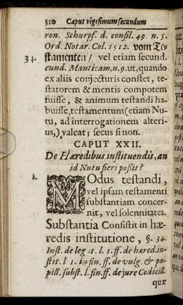 Caput XXII. De Hæredibus instituendis, an id Nutu fieri poßit?