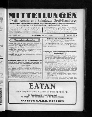 Jahrgang 1927, Hamburg, den 30. Januar, Nummer 5