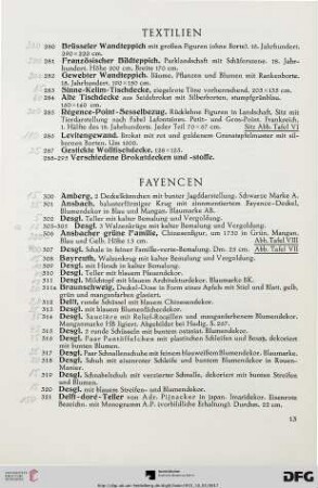 Fayencen (Nr. 300-413)