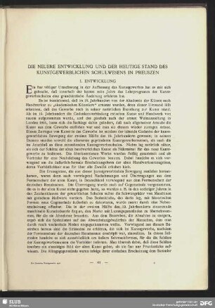 Die neuere Entwicklung und der heutige Stand des Kunstgewerblichen Schulwesens in Preuszen