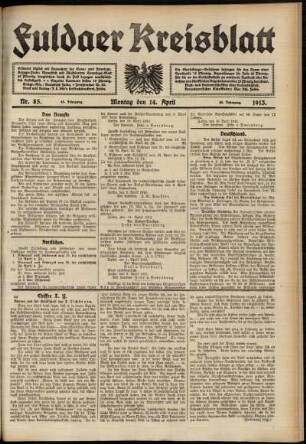 Ausgabe vom Montag, den 14. April 1913.