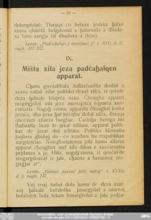 IX. Mišta xila jeza padčaɧalqen apparat.