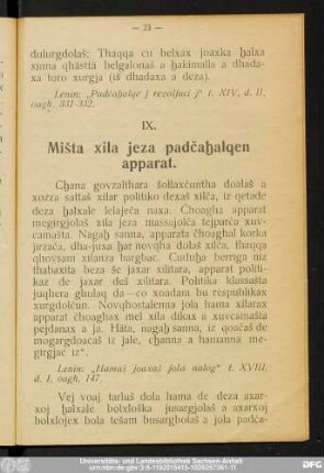 IX. Mišta xila jeza padčaɧalqen apparat.