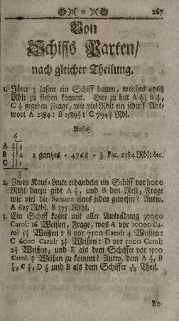 von Schiffs Parten/ nach gleicher Theilung. - Von Factoreyen.