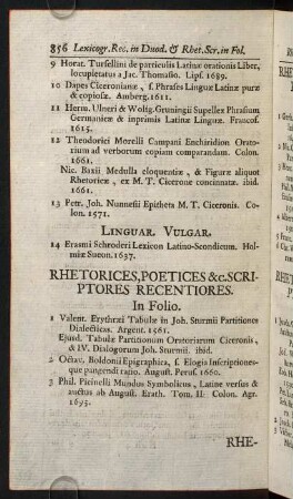 856-860, Rhetorices, Poetices & c. scriptores Recentiores.
