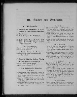 III. Kirchen- und Schulwesen