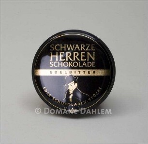 Dose der Firma "Sarotti": "Schwarze Herren Schokolade - Edelbitter"