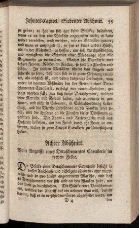 Achter Abschnitt. Vom Angriffe eines Detaschementes Cavallerie im freyen Felde