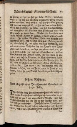 Achter Abschnitt. Vom Angriffe eines Detaschementes Cavallerie im freyen Felde
