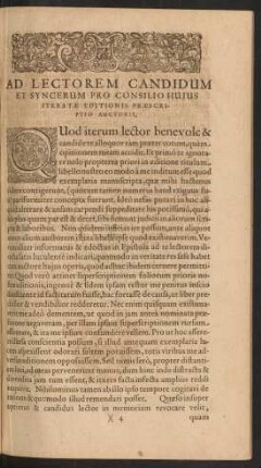 Ad Lectorem Candidum Et Syncerum Pro Consilio Huius Iteratae Editionis Praescriptio Auctoris
