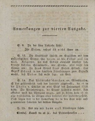 Anmerkungen zur vierten Ausgabe