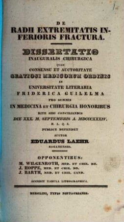 De radii extremitatis inferioris fractura : Diss. inaug. chir.