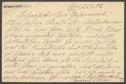 Brief an Ludwig Strecker <senior> und B. Schott's Söhne : 25.06.1902