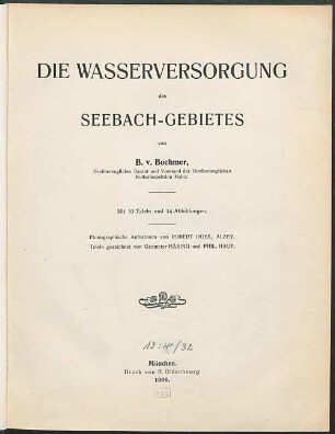 Die Wasserversorgung des Seebach-Gebietes