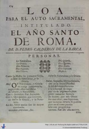 Loa para el Auto Sacramental El Año Santo de Roma.